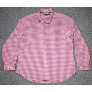 Ralph Lauren Red Black Plaid Button Down Shirt Mens XL Long Sleeve Non Iron